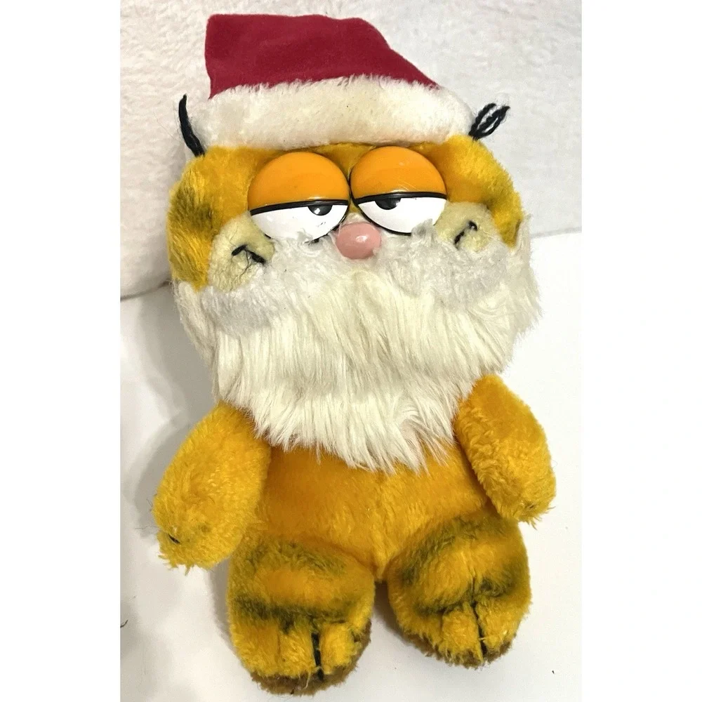 1981 Garfield Plush Santa (Holiday, Christmas) R. Dakin & Co. With Beard/Hat 8